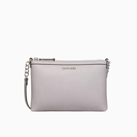 Calvin Klein Women's Saffiano Leather Small Shoulder Zip Bag - Lavender - Picture 1 of 9